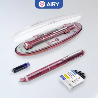 ชุดปากกาหมึกซึม Fountain Pen จาก Writech W-784M หมึกน้ำเงินแบบกด หัวกลม Medium Nib ด้ามใส สวย(1 ชุด)