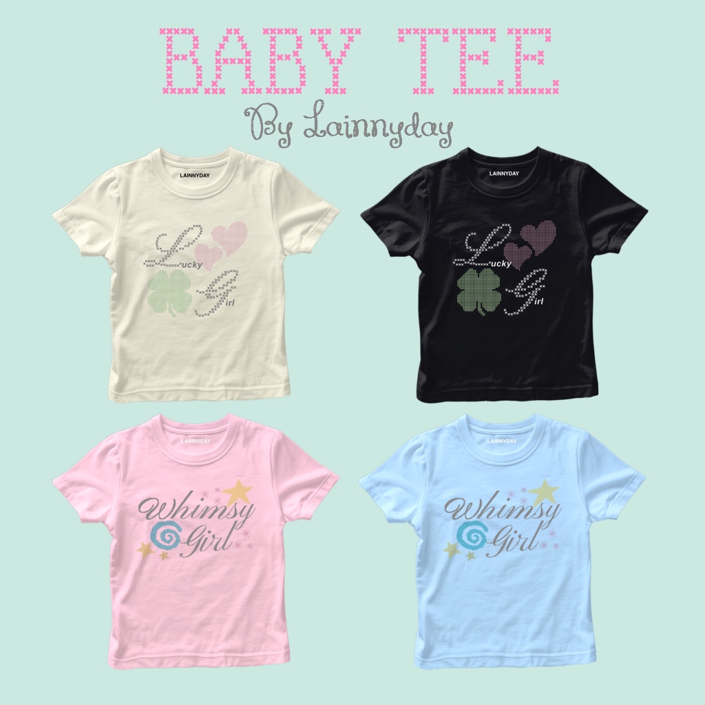 Lainnyday เสื้อ Baby tee ตัวยาว ผ้าคอตตอน งานไซส์