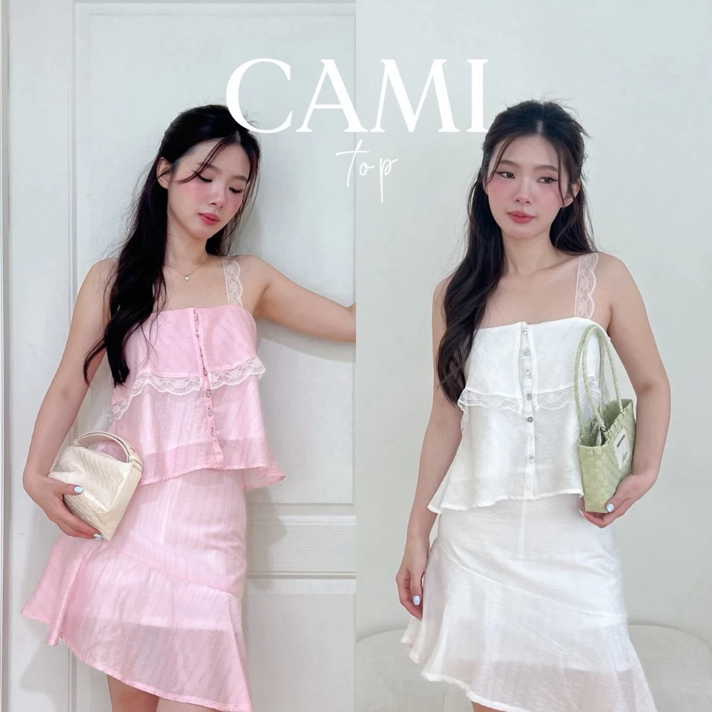 SHOP.POPO-Cami top เสื้อสายเดี่ยวดีเทลแขนลูกไม้
