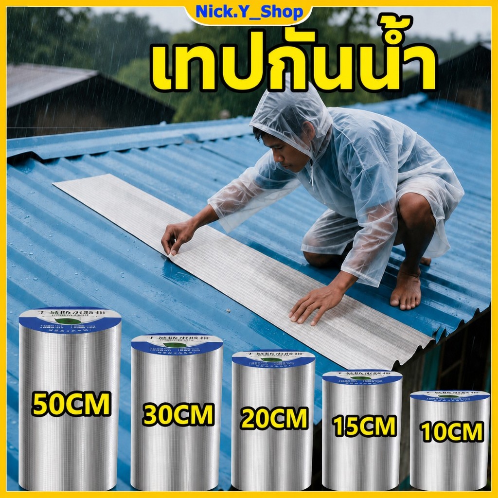 【1 แถม 1】เทปกาวบิวทิล เทปกาวกันรั่ว 100% เทปกาวติดหลังคา มัลติฟังก์ชั่น เทปอลูมิเนียม กันน้ำ ทนต่อรังสียูวี