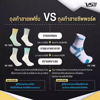 (เซฟข้อเท้า) ถุงเท้ากีฬา VS รุ่น VS1190 ถุงเท้าแบดมินตัน เทคโนโลยี ช่วยป้องกันข้อเท้าพลิก เนื้อผ้า cotton อย่างดี
