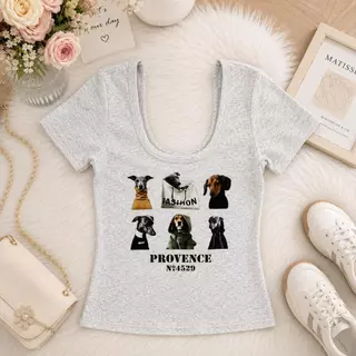 216-217 รุ่นProvy Tee(โพ-วี่ ที) เสื้อยืดทรงเข้ารูปคอเหลี่ยม ดีไซน์สกรีนน้องหมาสุดเก๋ ให้ลุคขี้เล่นปนเท่แบบมีสไตล์