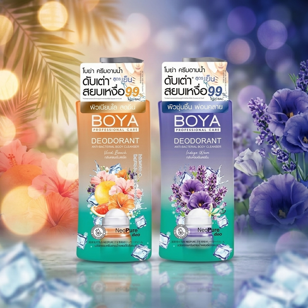 Boya ดีโอโดแรนท์แอนตี้-แบคทีเรียลบอดี้คลีนเซอร์ (Vivid Beach / Indigo Wave) 500ml.