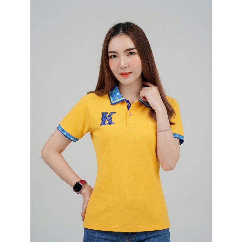 KUFKOLAR เสื้อโปโล คลาสิค สีเหลือง I สำหรับสุภาพสตรี I ทรงเข้ารูป I รุ่น P39-YELLOW