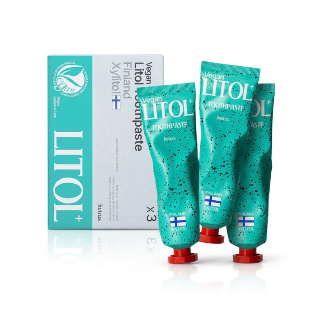 แท้ Hatras ยาสีฟันไซลิทอล Vegan Litol+(ดูแลช่องปากระดับพรีเมียม) ขนาด110g.