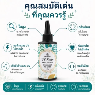 ยูวีเรซิ่น(UV Resin Hard-Thick) สีใส ชนิดแบบแข็งและหนา เหมาะกับงานเคลือบนูน ตกแต่งชิ้นงาน งานฝีมือ DIY พรี่เมี่ยม