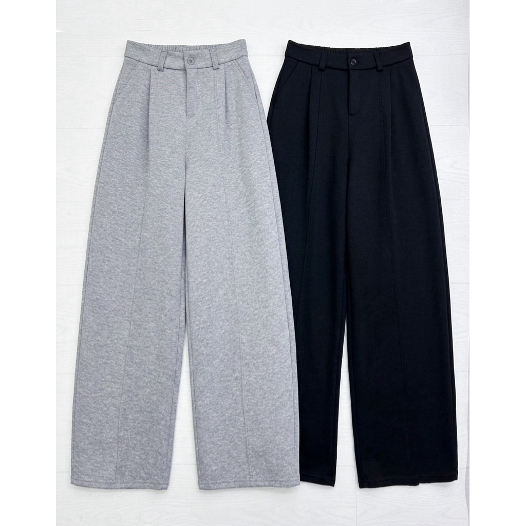 INFINITY : Flomy Pants ( โฟมี่ )  กางเกงทรงขากว้างเอวสูง รุ่นนี้มีกระเป๋าข้าง ตีเกร็ดตรง จีบหน้า