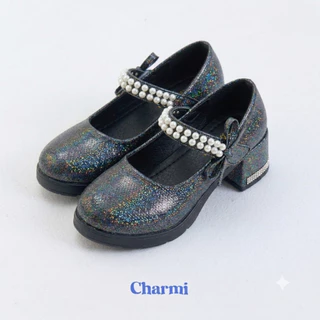 VIDA - CHARMI รองเท้าส้นสูงเด็กผู้หญิงสายคาดประดับมุกตกแต่งโบว์ ไซซ์ 31-36