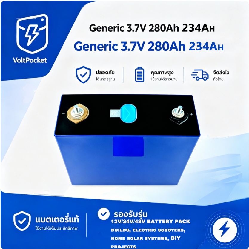 VoltPocket แบตเตอรี่ NMC Prismatic 3.7V 280Ah 234Ah เซลล์สี่เหลี่ยม ประกอบชุดแบต 12V/24V/48V รถสกู๊ต