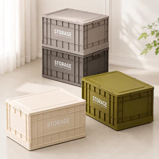 MULI กล่องเก็บของพับได้ ขนาดใหญ่ 61×42×34 cm พับแบนได้ ล้อหมุน360° มินิมอล ปลอดสารพิษ 0% บ้าน คอนโด