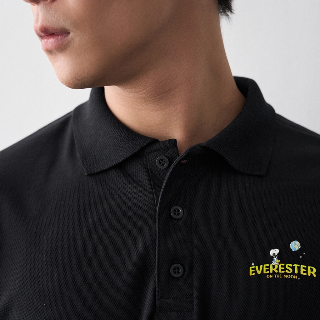EVERESTER Boxy Polo Shirt เสื้อโปโล ชายสั้น รุ่น On The Moon สีดำ BPO