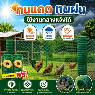 ตาข่ายล้อมไก่ 2x100M ตาข่ายกันนก ตาข่ายพลาสติกเกษตร กันนก กันไก่ ทำรั้วสวน แข็งแรง ทนแดด ตาข่ายล้อมสวน