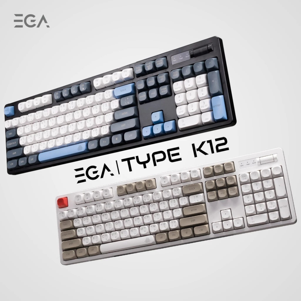 EGA TYPE K12 Membrane Switch Full Size Keyboard 104 Key ปุ่มนุ่ม พิมพ์สบาย ไฟ LED 3 โหมด [รับประกัน 2 ปี]