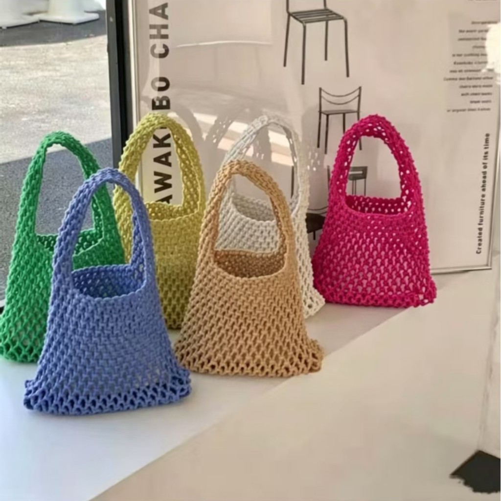 กระเป๋าสาน mini กระเป๋าตาข่ายรุ่นใหม่ Matter กระเป๋าถือ มินิมอล beach bag multi-color ถุงช้อปปิ้งพับได้ ส่งจากกรุงเทพฯ
