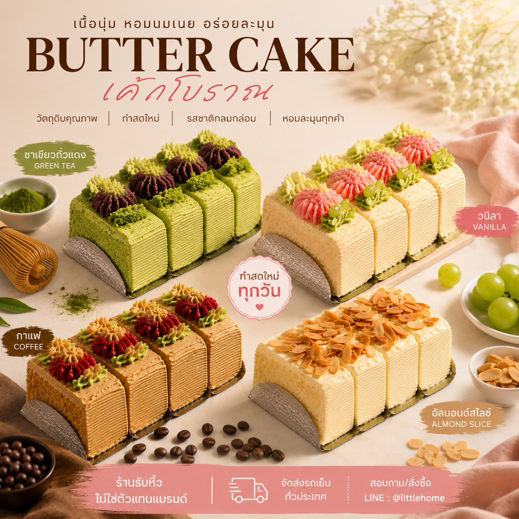 รับหิ้ว Little Home เค้กโบราณเนยแท้ สูตรในตำนาน | ร้านรับหิ้ว | ส่งรถเย็นทั่วไทย
