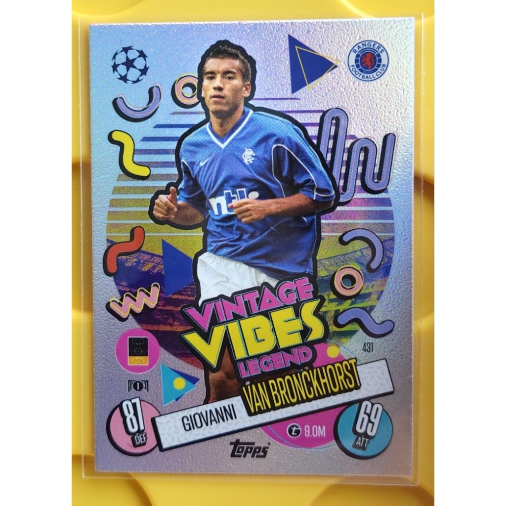 Vintage Vibes Legend (หมายเลขการ์ด 431) ซึ่งเฉลิมฉลองให้กับตำนานนักเตะสโมสร Rangers FC อย่าง Giovann