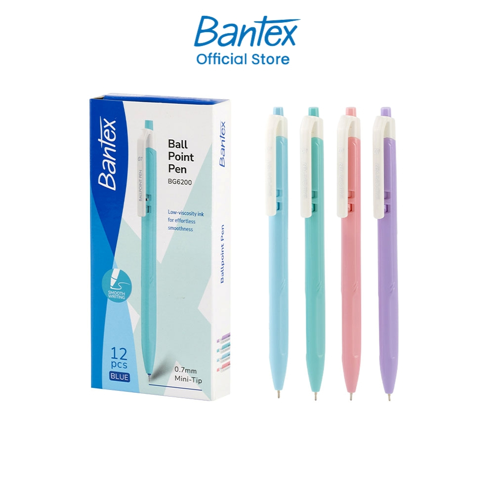 Bantex ปากกาลูกลื่น ปากกาหมึกน้ำเงิน ขนาด 0.7 บรรจุ 12ด้าม/กล่อง คละสี ด้ามสีพาสเทล Gel pen