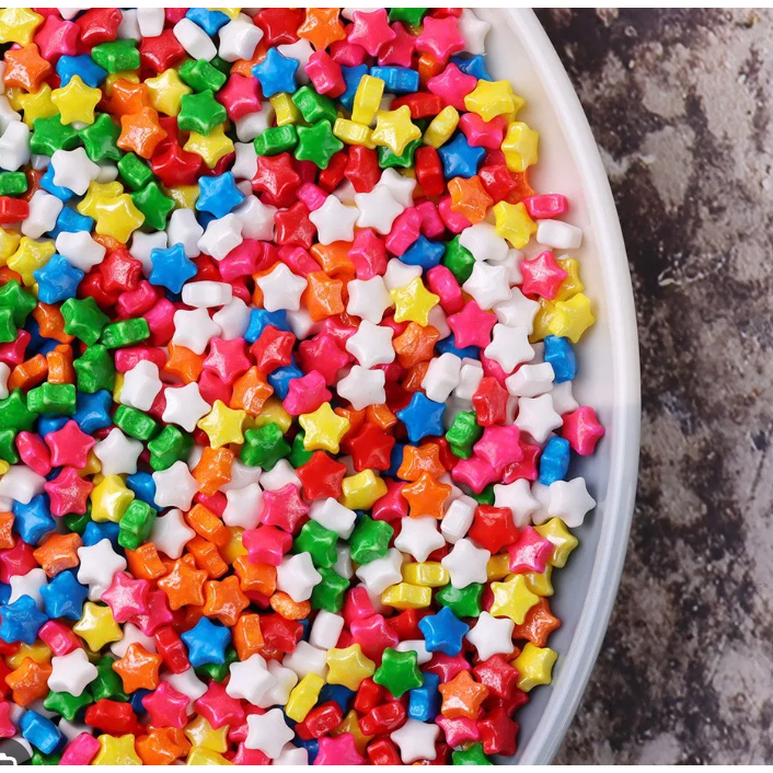 ดาวสีรุ้ง น้ำตาล เม็ดมุก Sprinkles 50 กรัม/ถุง แต่งหน้าเค้ก คุกกี้ โดนัท ไอติม เค้กป๊อบ บราวนี่หรืออื่น