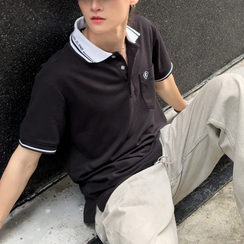 POLOLAND เสื้อโปโลผู้ชาย เสื้อโปโลทรงตรง เสื้อโปโลมีกระเป๋า รุ่น PoloClub - สีดำ (มาใหม่!)