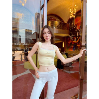NO.646 Juliette Top เสื้อคอเหลี่ยมแขนกุดดีเทลขอบลูกไม้