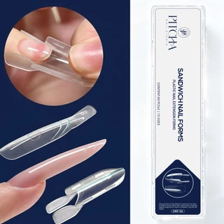 PITCHA SANDWICH NAIL FORMS แม่พิมพ์ต่อเล็บ 2 ชั้น PVC 120 ชิ้น 15 ขนาด (เลือกทรง SNF-05 / SNF-06)