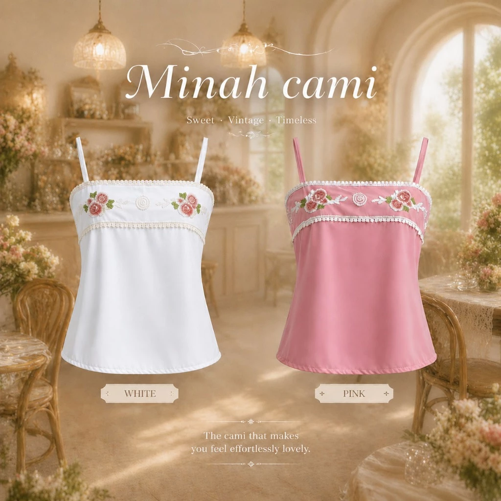 Minah cami : เสื้อกล้ามขอบลูกไม้ แต่งคาดลูกไม้หน้าอก เนื้อผ้าเบาใส่สบาย ฟรีไซส์ KN.Clothes