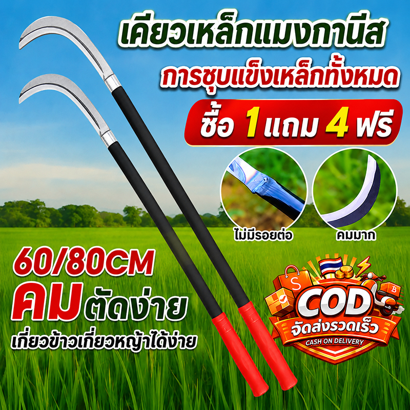 💥จัดส่งในวันถัดไป💥 ซื้อ 1 แถม 4 เคียวแมงกานีส 60/80cm เคีย