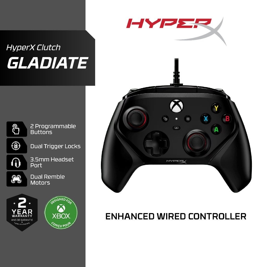 HyperX Clutch Gladiate จอยเกมมิ่ง คอนโทรลเลอร์เกมมิ่งแบบมีสาย สำหรับ Xbox Series X|S, Xbox One, PC