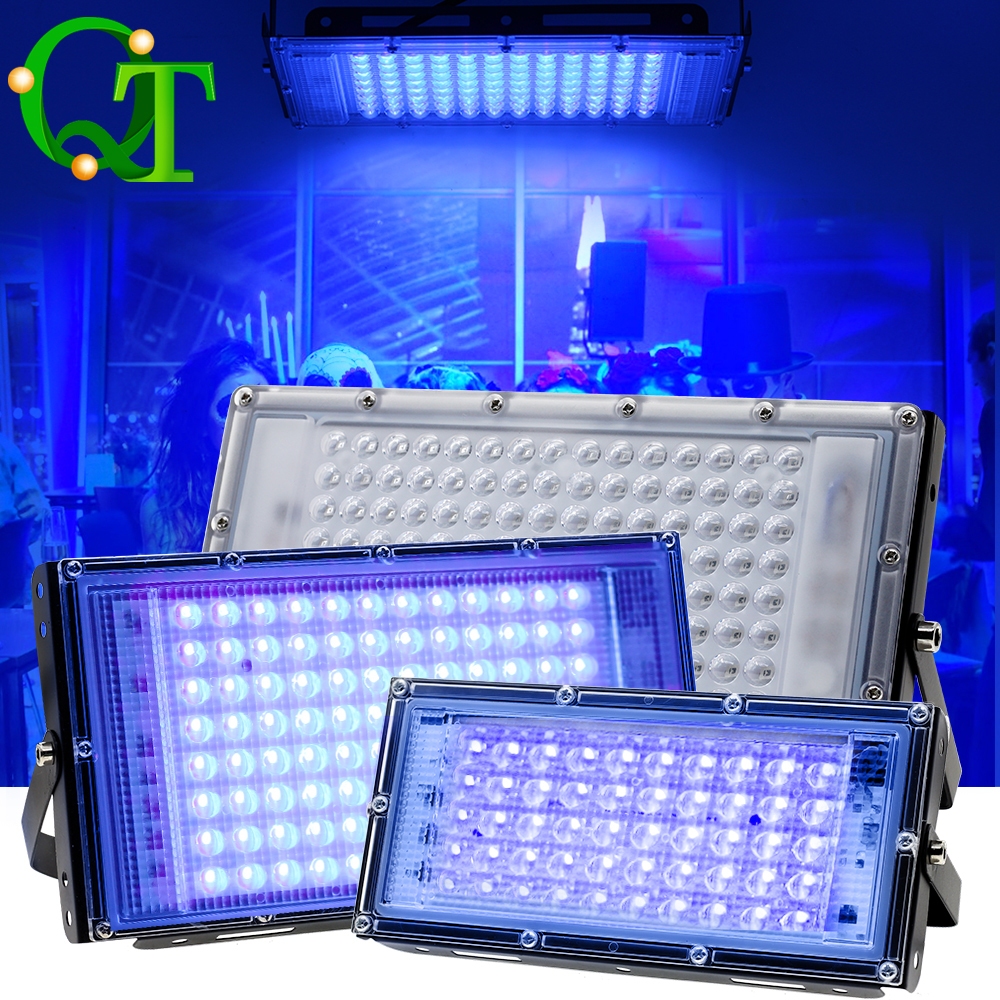 UV DJ disco light หลอดไฟ UV ไฟปลูกต้นไม้ 50W 100W 300W 395NM กันน้ำ สปอร์ตไลท์ LED Grow Light พร้อมสวิตช์เปิด/ปิด