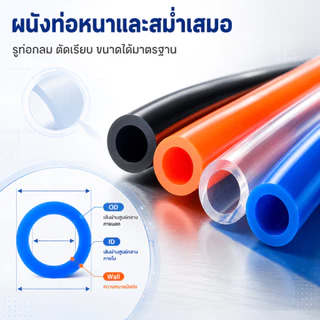 HOP สาย PU สายลม นิวเมติก ท่อลมยาง มีขนาด 4 , 6 , 8 ,10,12mm คุณภาพสูง ตัดแบ่งขายเป็นเมตร