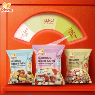 Pitae Baked Nuts & Dried Fruit ธัญพืช ผสม ผลไม้ 30 กรัม ไม่ใส่เกลือ เคี้ยวเพลิน โปรตีนสูง เจ พิเต้