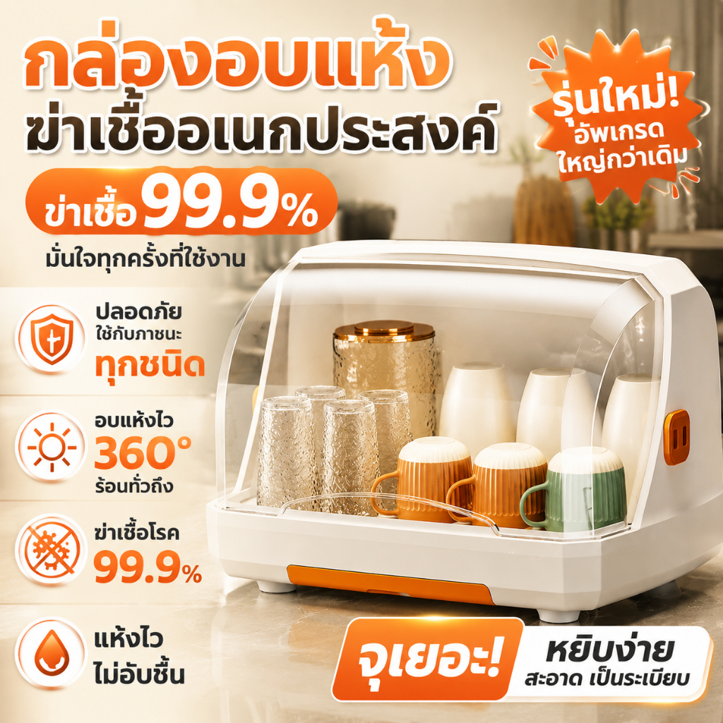 HAERS ที่คว่ำจาน ที่คว่ำจานพลาสติก มีฝาปิด กันฝุ่น กันแมลง ที่วางแก้ว กล่องเก็บจาน