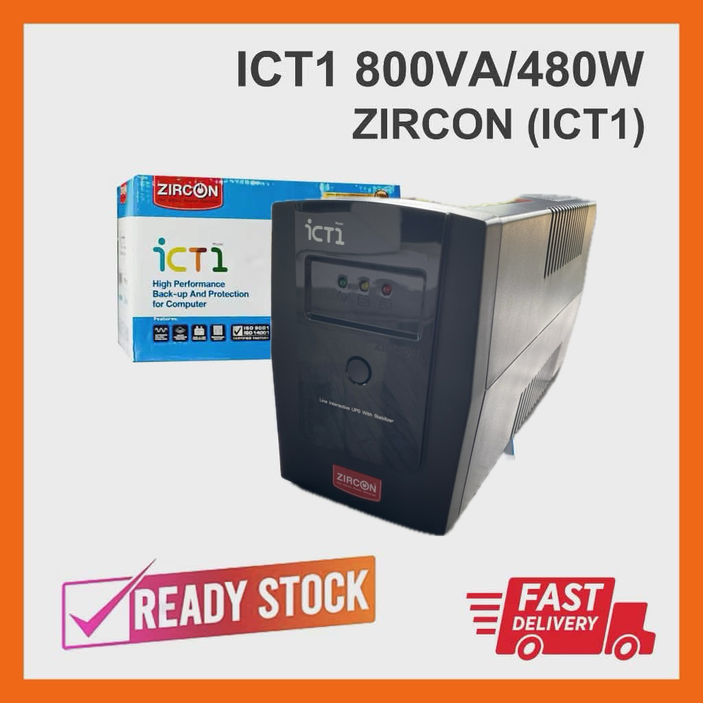 เครื่องสำรองไฟ UPS Zircon iCT1 800VA/480W