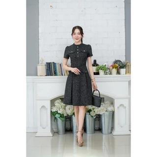 A299ชุดเดรสคอกรมทรงเกาหลีผ้าสวยเข้ารูปทรงเป๊ะ
