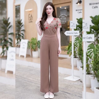 สินค้าพร้อมส่ง ชุดเซตออกงาน ผ้าวูลเวฟ เสื้อแฟชั่นคอวีแขนแต่งระบายผ้าลูกไม้+กางเกงเอวเรียบสม๊อคหลังมีกระเป๋า A8498 A8488
