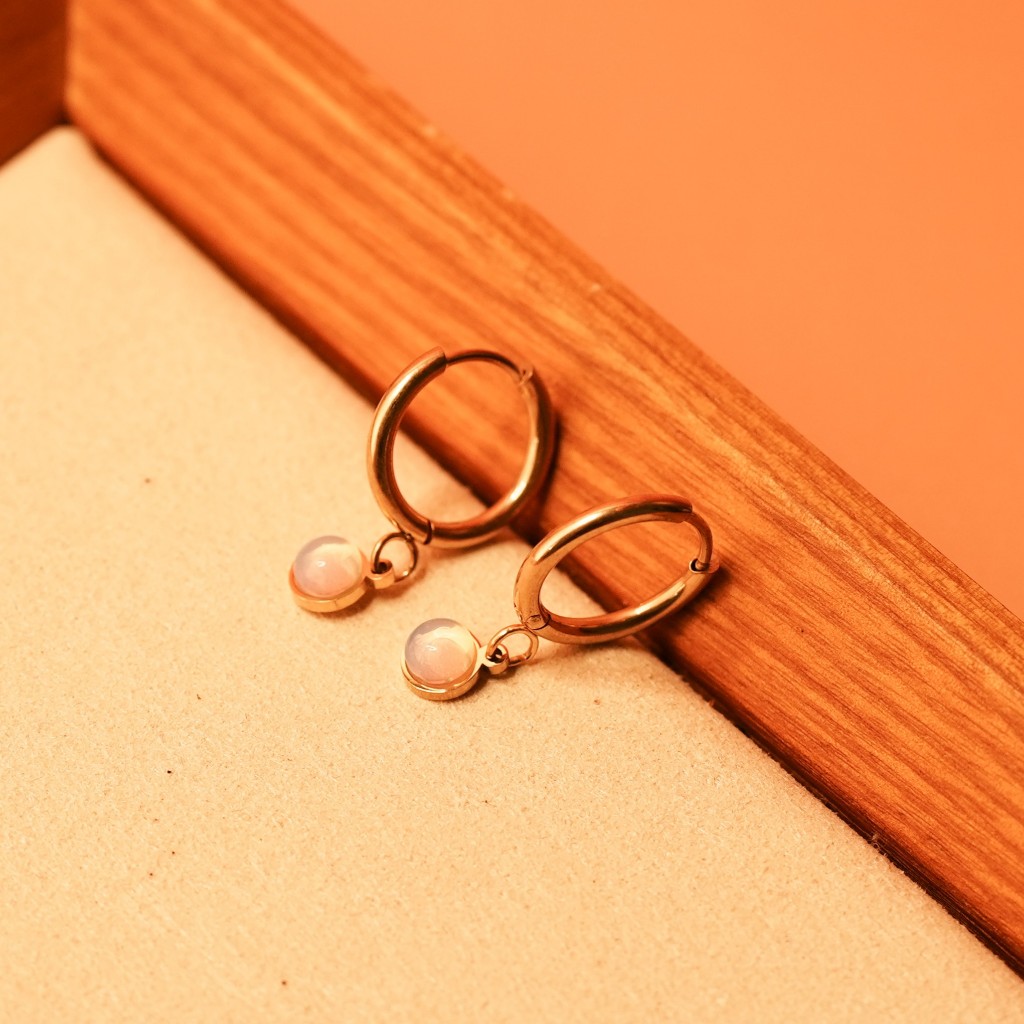 Vachana - Minimalist Opalite Earrings (ต่างหูหินโอปอไลต์)
