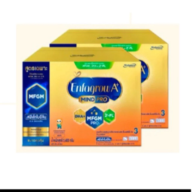 Enfagrow A+ สูตร 3 รสจืด ขนาด 8 ซอง 3400 กรัม ยกลัง 2 กล่อง = เอนฟาโกร นมผงเอนฟาโกร ขนาด 3400 กรัมยกลัง 2 กล่อง