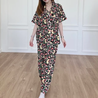 ชุดนอนผ้าไหมเกาหลี ป้ายy ฟรีไซส์ อก43" แขนสั้น-ขายาว
