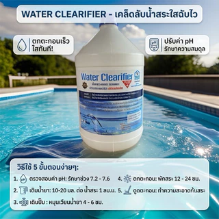 น้ำยาเร่งตกตะกอน และปรับสภาพน้ำใส สูตรเข้มข้น สระว่ายน้ำ (Poolbrink Water Clearifier Plus+)