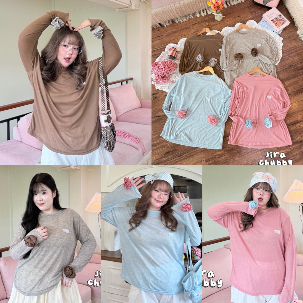 /JR/ เสื้อแขนกุหลาบ ไซส์อก38-52 ทรงโอเวอร์ไซส์ ผ้านิ่ม ยืดเยอะมาก ใส่สบาย #สาวอวบอ้วน พลัสไซส์