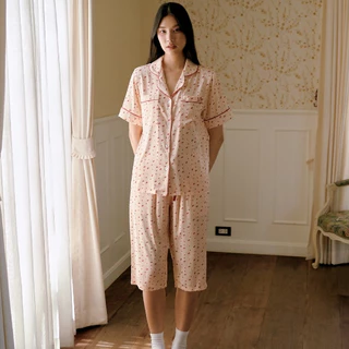 MUSLIN Cherry Rouge - Silk Satin Pajamas [Basic collection]