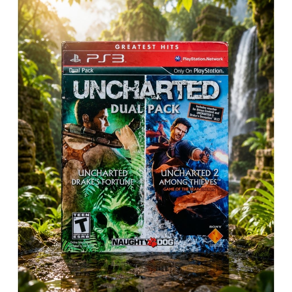 แผ่นเกม ps3 Uncharted Dual Pack รวม Uncharted และ Uncharted 2 เล่นได้ปกติ ปกนอกมีรอย