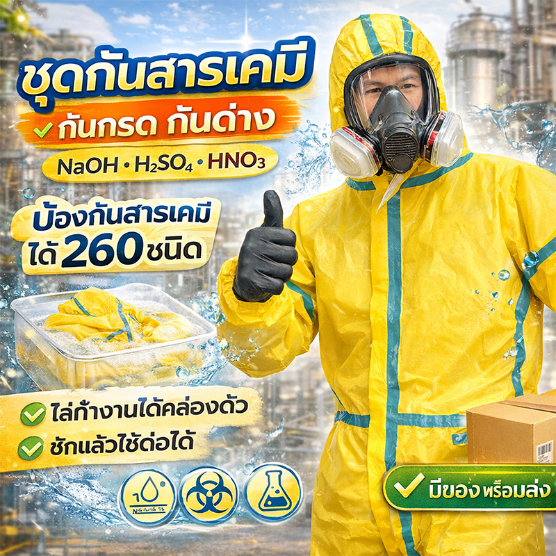 🇹🇭พร้อมส่ง ชุดป้องกันสารเคมี PPE กันน้ำ กันสารเคมี หนา ใช้ซ้ำได้ พ่นยา เกษตร ฟาร์ม โรงงาน