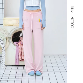 AMUSE BKK - Laura Sweat Pants กางเกงขายาวทรงทรงกระบอกตรง เอวกลางถึงเอวต่ำ ขอบเอวกว้าง ดีไซน์สปอร์ต ลุคคลีนๆ ผ้าใส่สบาย