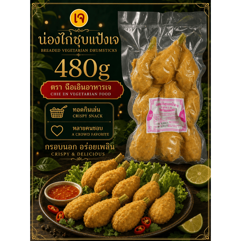 (พร้อมส่ง!!) น่องไก่ชุบแป้ง เจ 480g ฉือเอินอาหารเจ