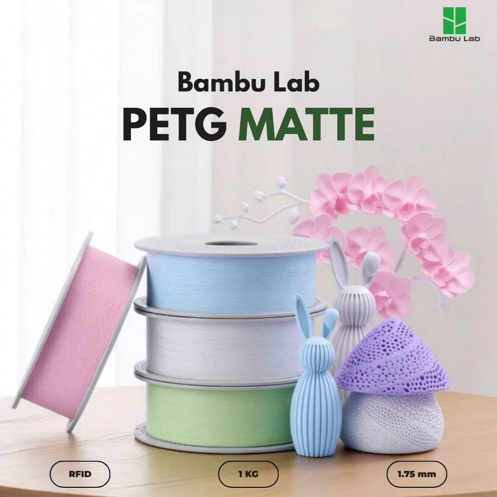 Bambu Lab PETG Matte Refill 1kg เส้นพลาสติก PETG Matte ฟิลาเมนต์ 1.75mm รีฟิล RFID ของแท้ สำหรับเครื่องพิมพ์ 3D