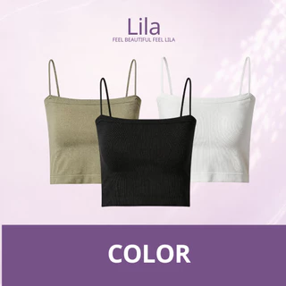 Lila บราสายเดี่ยว เสื้อสายเดี่ยว เสื้อครอปแฟชั่น เสริมฟองน้ำ ผ้ายืดหยุ่น เสื้อกล้ามผู้หญิง ใส่สบาย ระบายอากาศ Freesize