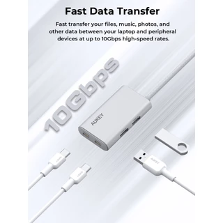 AUKEY UH-CA01 USB-C to USB-A ฮับ | ความเร็ว 10Gbps | บอดี้อะลูมิเนียม | OTG สำหรับทุกอุปกรณ์