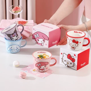 แก้วเซรามิก Sanrio แก้วใส่นม ใช้กับไมโครเวฟได้ ใช้กับเครื่องล้างจานได้ มาพร้อมกล่อง ของขวัญน่ารักๆ