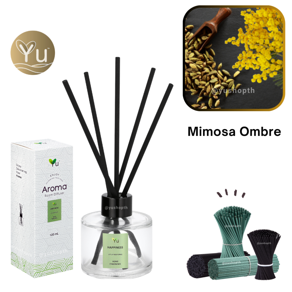 🌟 กลิ่น Mimosa Ombre | Room Diffuser ก้านไม้หอม : กลิ่นคล้าย J Malonee Mimosa & Cardamom | 120 ml.